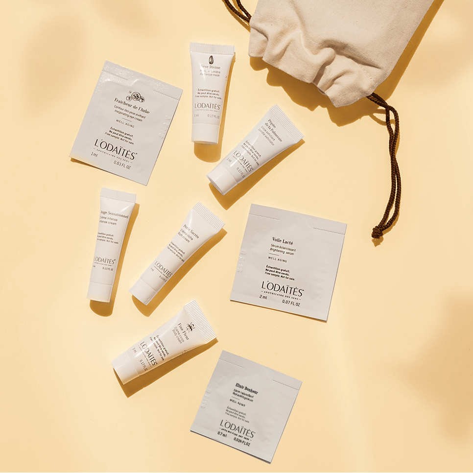 L'Odaïtès refundable discovery kit with 8 samples and a pouch